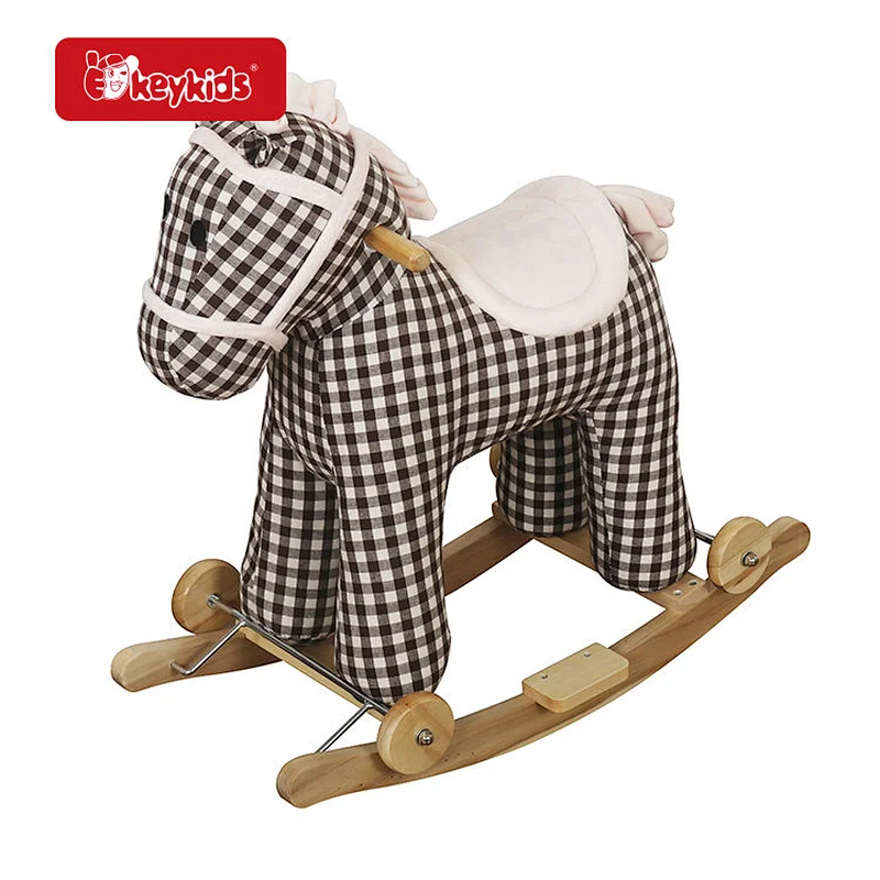 Large Plush Ride On Rocker Plush Rocking Horse Toy for Toddlers W16D147